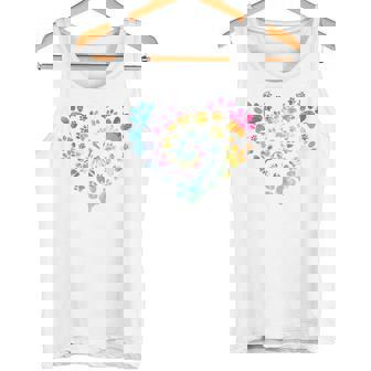 バックプリント 犬の足跡 犬 ペット 足跡 プリント タンクトップ - Kawaiitshirt