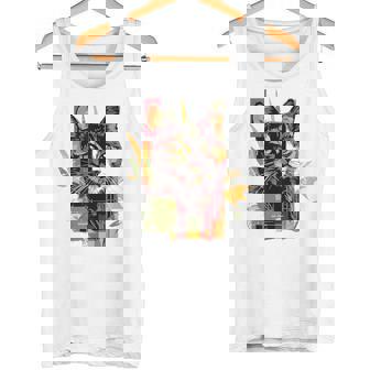 猫 抽象的 かわいい アート ポートレート 動物 恋人 グラフィック 猫 タンクトップ - Kawaiitshirt