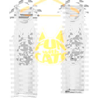 猫と一緒に楽しい！ バックプリント かわいい ねこ好き おもしろ タンクトップ - Kawaiitshirt