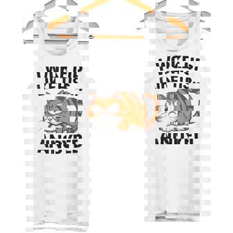 皮肉な猫好き 面白い 内向的 反社会的 不機嫌そうなキティ タンクトップ - Kawaiitshirt