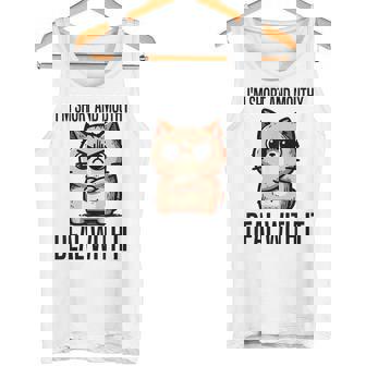 私は短気で口うるさいので、それを扱います。態度猫 タンクトップ - Kawaiitshirt