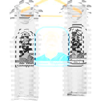 笑うイエス キリスト 喜び 幸せな笑顔 自信 いばらの冠 満足感 クリスマスプレゼント 贈り物 お土産 ポジティブ タンクトップ - Kawaiitshirt