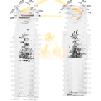 笑顔 水彩 キツネ 森林 動物 タンクトップ - Kawaiitshirt