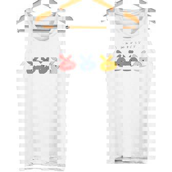 耳結びうさぎ 赤青黄 Cぽむこ かわいい うさぎ キャラクター 長袖tシャツ タンクトップ - Kawaiitshirt