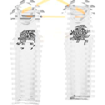 豚肉の部位 面白いtシャツ 豚 ブタ Bbq メンズ おもしろ 面白い 服 オリジナル グッズ ネタ バーベキュー ネタ タンクトップ - Kawaiitshirt