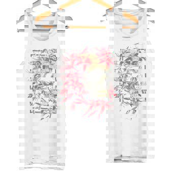 赤いクモのユリの花 日本の頭蓋骨 オタクのバックプリント タンクトップ - Kawaiitshirt