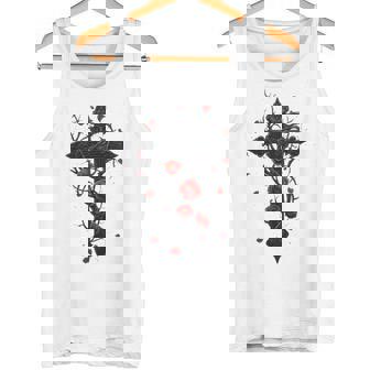 赤いバラのゴシック・クロス 長袖tシャツ タンクトップ - Kawaiitshirt