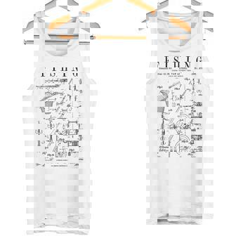 釣り ロッド タックル リール ルアー フィッシャーマン ヴィンテージ 特許 プリント タンクトップ - Kawaiitshirt