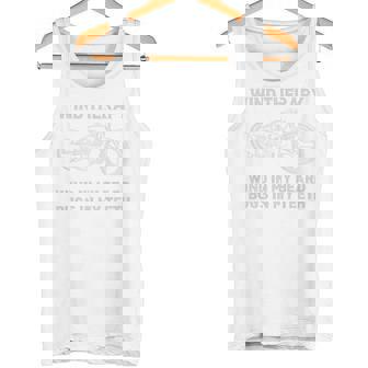 メンズ 面白い 白頭バイカーとあごひげバイク バックプリント タンクトップ - Kawaiitshirt