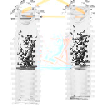 面白い釣り猫ロッドとリール Lets Go 釣り 猫釣り 長袖tシャツ タンクトップ - Kawaiitshirt