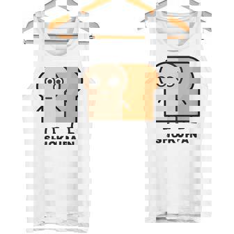 食パン 顔 イラスト かわいい おもしろ 面白い 簡単 シンプル ゆるい 食パン好き タンクトップ - Kawaiitshirt