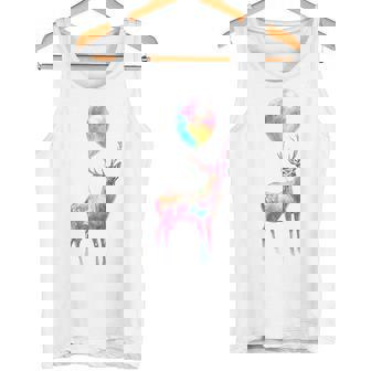 鹿 カラフル モチーフ 抽象 動物 プリント アート 鹿 タンクトップ - Kawaiitshirt
