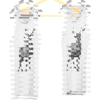 鹿 絵 グラフィック 動物 アート モチーフ 鹿 タンクトップ - Kawaiitshirt