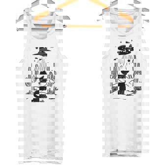 黒猫 カウボーイハット ウェスタン Ufo エイリアン 面白い かわいい タンクトップ - Kawaiitshirt