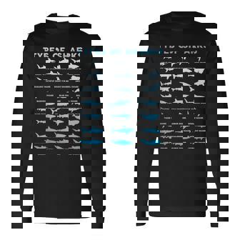 21種類のサメの海洋生物学者シャークtシャツ シャークtシャツ 長袖Tシャツ - Kawaiitshirt