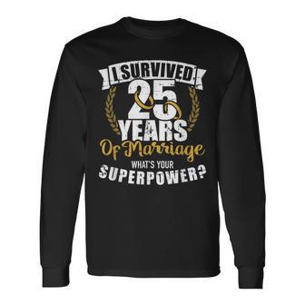 25 Años De Matrimoniouperpoder 25 Aniversario De Boda Camiseta de manga larga - Regaloses
