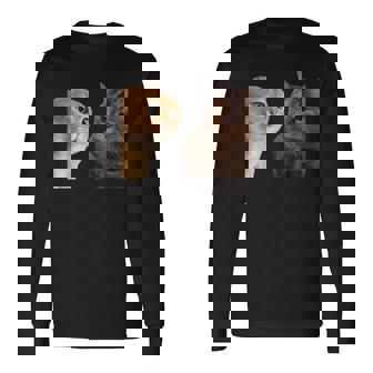 2匹の猫がミームを話す 長袖Tシャツ - Kawaiitshirt