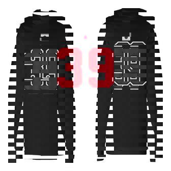 39 ナンバー カレッジスタイル ヴィンテージ 赤 白 日本国旗 長袖Tシャツ - Kawaiitshirt