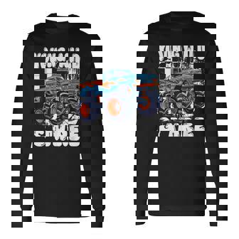 3Rd Birthday Monster Truck Young Wild And Three 3 Year Old Long Sleeve T-Shirt - Monsterry