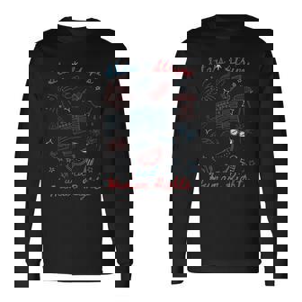4Th Of July Doodle Stars Stripes & Human Rights Memorial Day Long Sleeve T-Shirt - Monsterry