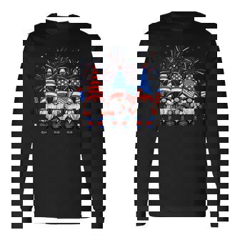 4Th Of July Gnomes American Flag Patriotic Independence Day Long Sleeve T-Shirt | Mazezy