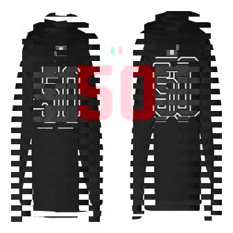 50 ナンバー カレッジスタイル ヴィンテージ 赤 白 イタリア国旗 長袖Tシャツ - Kawaiitshirt