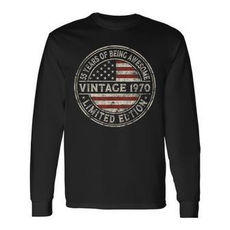 55Th Birthday Vintage 1970 Limited Edition American Flag Long Sleeve T-Shirt - Thegiftio UK