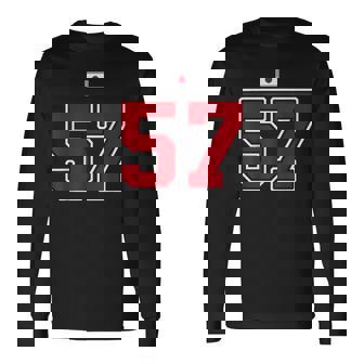 57 ナンバー カレッジスタイル ヴィンテージ 赤 白 日本国旗 長袖Tシャツ - Kawaiitshirt