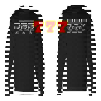 777 スリーセブン【スロット カジノ ラッキー7】数字 文字 シンプル デザイン 長袖Tシャツ - Kawaiitshirt