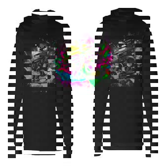 80S 90S Retro Party Fancy Dress Cassette Langarmshirts - Seseable