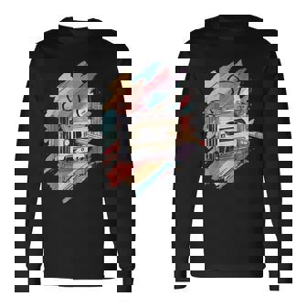 80S Musicibes Outfits Lápiz De Cinta De Casete Retrointage De Los Años 80 Adultos Pequeño Negro Manga Larga Camiseta de manga larga - Regaloses