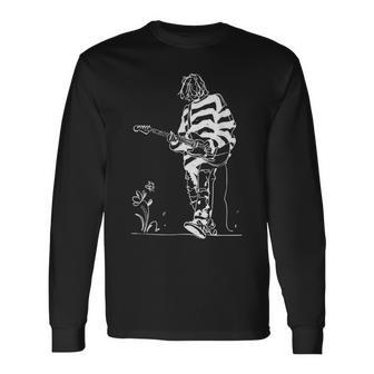 90S Grunge Legend Sketch Alternative Rock Guitarist Vocalist Long Sleeve T-Shirt - Monsterry