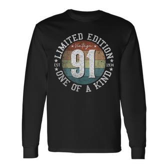91歳のギフト ヴィンテージ 1934年限定版 91歳の誕生日 長袖Tシャツ - Kawaiitshirt