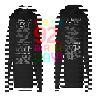 92歳 カラフル Happy Birthday Its My 92Th Birthday 長袖Tシャツ - Kawaiitshirt
