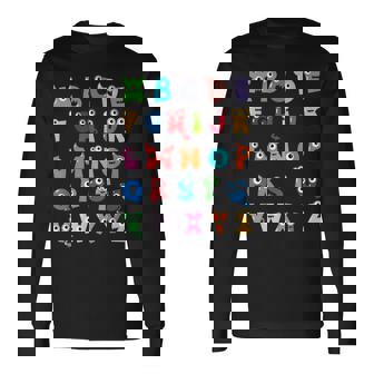 Abc かわいいモンスター アルファベット ハロウィン 先生 コスチューム キッズ 長袖Tシャツ - Kawaiitshirt