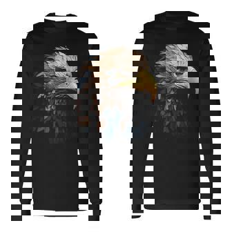 Aigle Portrait Animal Motif Illustration Aigle T-shirt à manches longues - Cadeauxyz