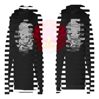 Ajolote Comiendo Ramen Itadakimasu Anime Lindo Ajolote Camiseta de manga larga - Regaloses