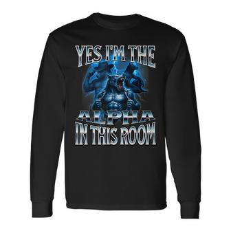 Alpha Wolf Meme Beta Male Embarrassing Cringe Gag Joke Long Sleeve T-Shirt - Thegiftio UK