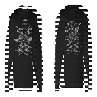 Alt Cross ゴシック スカル 聖書的に正確な大天使の翼 長袖Tシャツ - Kawaiitshirt