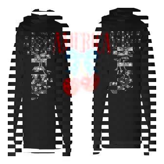 America Cherries Bow Y2k Trendy July 4Th Usa Flag America Long Sleeve T-Shirt - Monsterry