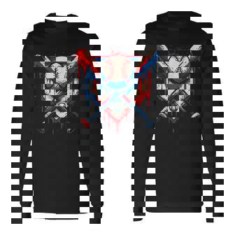 American Baseball Drip For Boys Graffiti Ball And Bat Youth Long Sleeve T-Shirt - Thegiftio