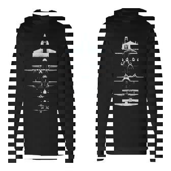 American Fighters Jets Aircraft Plane Long Sleeve T-Shirt - Seseable