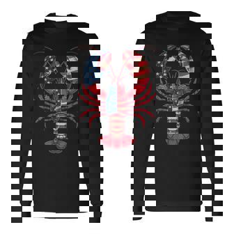 American Flag Lobster Patriotic Crawfish Season 4Th Of July Long Sleeve T-Shirt - Monsterry