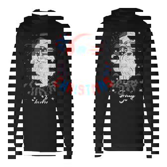 American Flag Sunglasses Christmas In July Santa Beach Mens Long Sleeve T-Shirt - Thegiftio UK