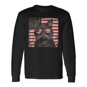 American Patriot Cat Fourth Of July Lover Long Sleeve T-Shirt - Thegiftio UK