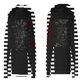 Arte Tradicional Japonés Oni Demon Japan Kanji Camiseta de manga larga - Regaloses