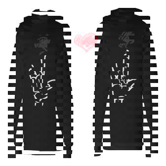 Asl I Love You Hand Heart アメリカ手話 長袖Tシャツ - Kawaiitshirt