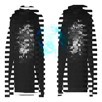 Astronautes Et Aliens Nageant Dans L'espace Univers Graphique Cool T-shirt à manches longues - Cadeauxyz