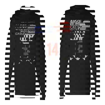 Awesome 7月14日 ヴィンテージ アメリカ国旗 クラシック 7月14日 長袖Tシャツ - Kawaiitshirt