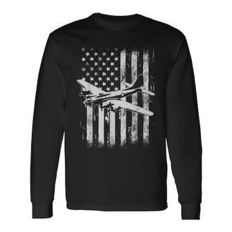 B-17 Fortalezaoladora Avión Militar Bandera Americana Ww2 Camiseta de manga larga - Regaloses